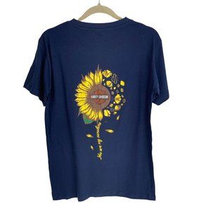 Tee Hag Be Different Harley Davidson Sunflower Short Sleeve Graphic Tee Shirt S